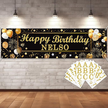 Lonfliness Personalized Birthday Banner Happy Birthday Party Decoration Custom by Lonfliness