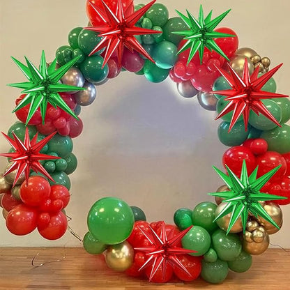 Red Green Star Balloons, 22/27 Inch Red and Green Star Foil Balloons, Cone - Image 4