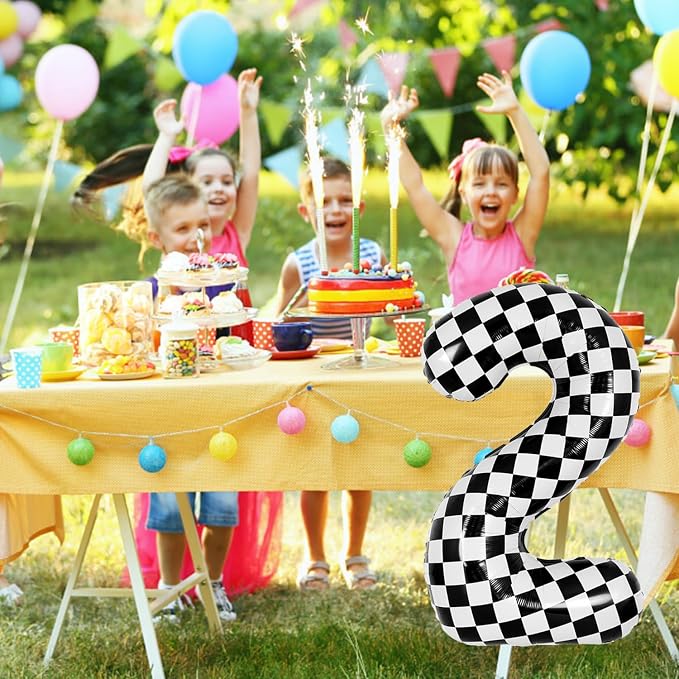 40 Inch Checkered Number Balloon - Image 4