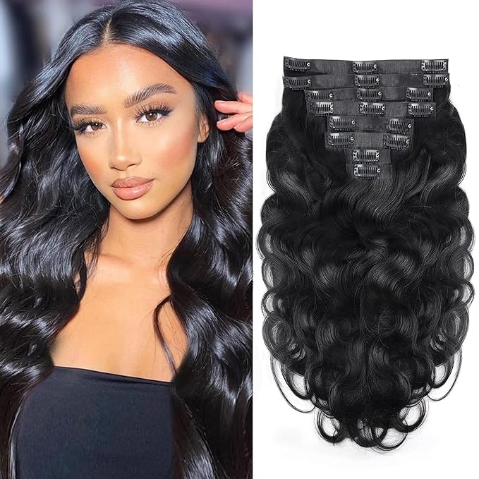 Seamless Body Wave Clip Ins PU Weft Clip In Hair Extensions Real Human Hair Clip Ins 16 Inch 100% Unprocessed Human Hair Extensions 8pcs/set 120g