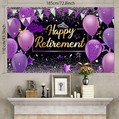 Blulu Retirement Party Decorations, Extra Large Fabric Retire Sign Banner Photo - Image 2