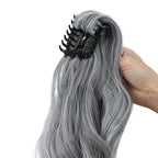 Claw Clip Ponytail Extension 18" Clip in Wavy Ponytail Hair Extensions Long Pony Tails for Women Extensions Black to White Wave Hairpiece