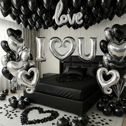 I Love You Balloons for Him/Her Balloons black Sliver romantic balloon kit by KozeeBalloons%E2%80%94%E2%80%94ColorMatters