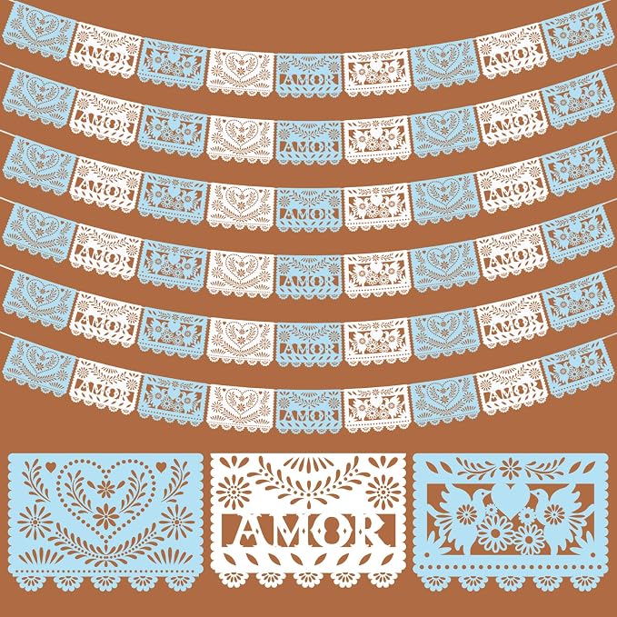 TaoBary 6 Pcs Papel Picado Mexican Wedding Cielito Lindo Party Decor 118 Feet by TaoBary