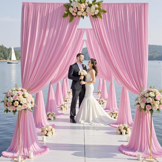 10ft×12ft Wrinkle Free Pink Backdrop Curtain - Image 5