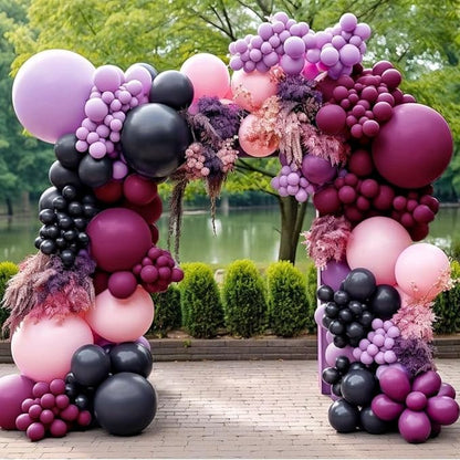 Purple Pink Balloons 12 Inch Purple Pink Black Balloons 35 Pcs Mermaid - Image 7