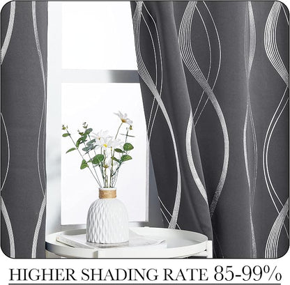 NICETOWN Small Blackout Grey Cafe Curtain Panels - Image 4