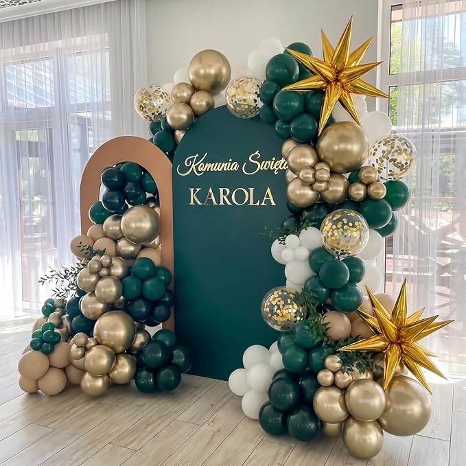 Emerald Green Gold Balloons Arch Kit - Image 7