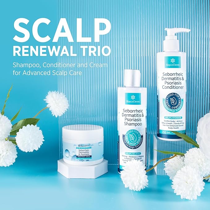 Roycederm Seborrheic Dermatitis Psoriasis Conditioner: Scalp Treatment for Folliculitis Psoriasis Dry Itchy Scalp Oily Hair - Dandruff Conditioner for Healthy Hair