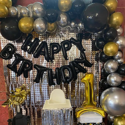 Black Happy Birthday Balloon Banner, 16 Inch Foil Mylar Happy Birthday Balloons - Image 4