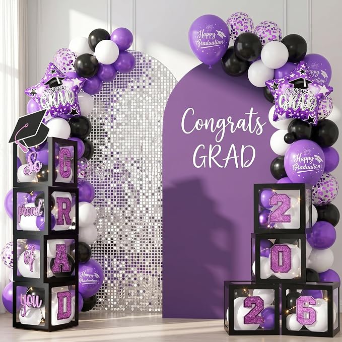 Graduation Decorations Class of 2026-Purple and Black Graduation Party - Image 7