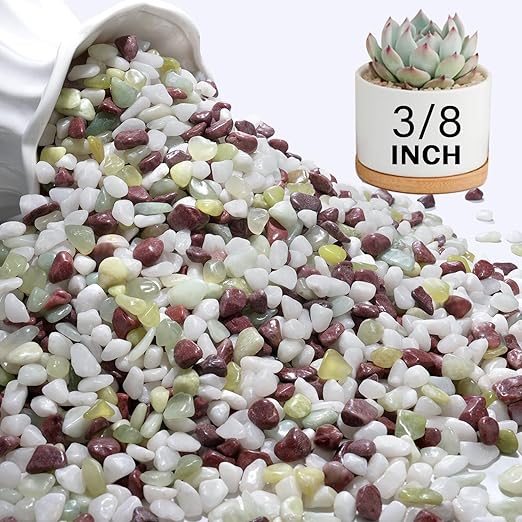 NUPICK 6 lbs Pebbles for Indoor Plants, 3/8 Inch Pea Gravel for Fish Tank by CreateAmazingChoice