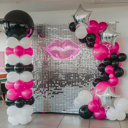 Pink and Black Balloons, 12 Inch Pink Black Balloons, Hot Pink White Pastel - Image 5