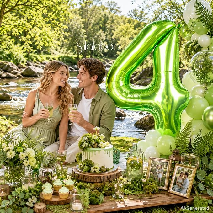 40 Inch Green Number 4 Balloon Lime Big Large Helium Number 0-9 | Giant Digital - Image 2