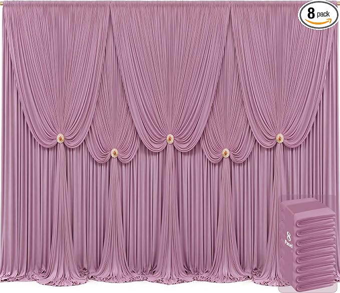 8 Panels Dusty Pink Backdrop Curtains by Tao-GePartyDecorations