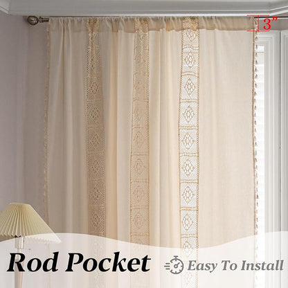 Sutuo Home Boho Curtain Crochet Lace Patchwork Semi-Blackout Bohemian Handmade - Image 5