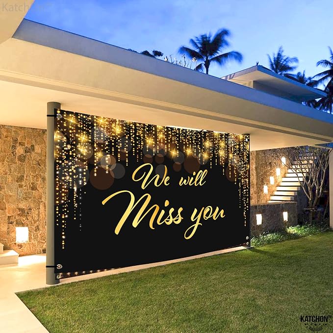 KatchOn We Will Miss You Banner Black and Gold 72x44 Inch | Black and Gold We - Image 8