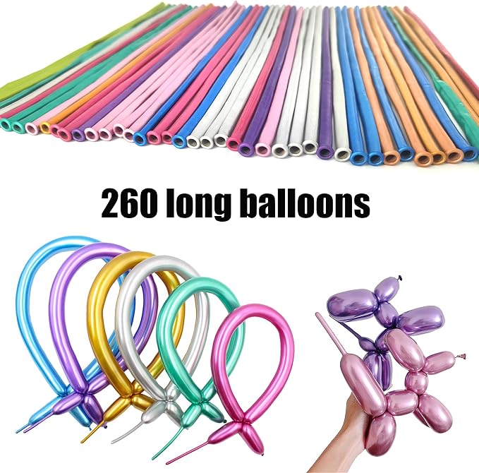 100Pcs Metallic 260 Balloons, Color Chrome Long Balloon - Image 4