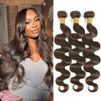 4# Body Wave Bundles Human Hair Chocolate Brown Color Body Wave Bundle 100% Real Human Hair And True To Length 14 16 18 Inch 3 Pcs/Pack