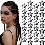 30 Pcs Metal Star Hair Clips 2000s Y2K Snap Barrettes 1.25 In Non Slip Star Hair Accessories for Women,Matte Black