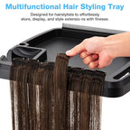 Hair Extension Tray Cart on Wheels w/Storage Holder, Height Adjust & Removable Hairstylist Rolling Tray Barber Tray Cart with Wheels, Salon Hair Extension Trolley Cart Hairdresser Stylist Color Tray