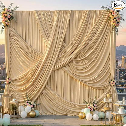 30ft×12ft Champagne Backdrop Curtain by PartyVillage