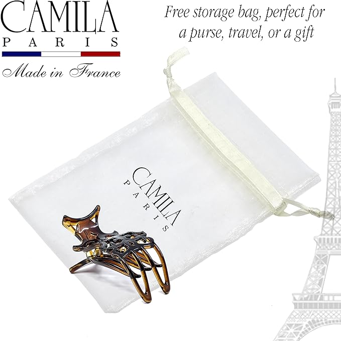 Camila Paris NV73 French Hair Clip for Women, Hair Side Clips, 3 inch Girls Hair Claw Clips Jaw Fashion Durable Styling Hair Accessories for Women, Strong Hold No Slip Grip, Made in France. Tortoise