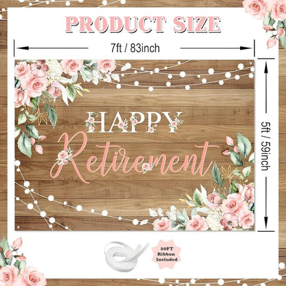 Mocsicka Rustic Retirement Backdrop Women Happy Retirement Party Decorations - Image 4