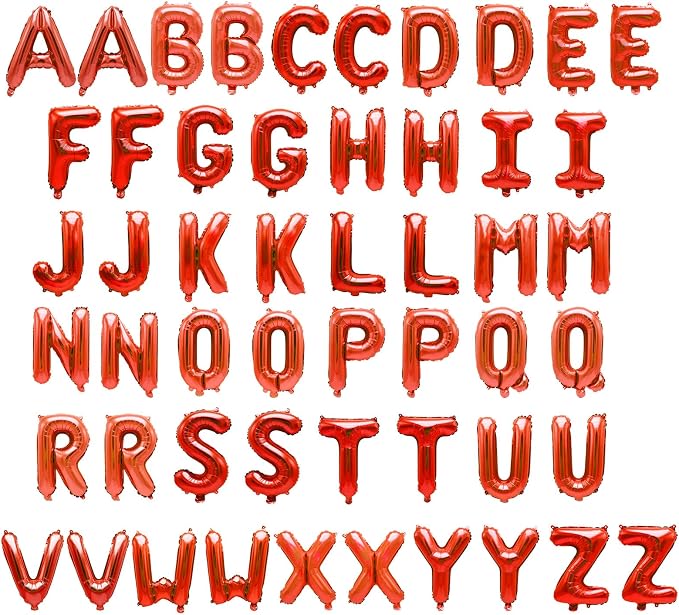 52 Pcs Red Letter Balloons, Custom 2 Set A-Z Set - Image 2