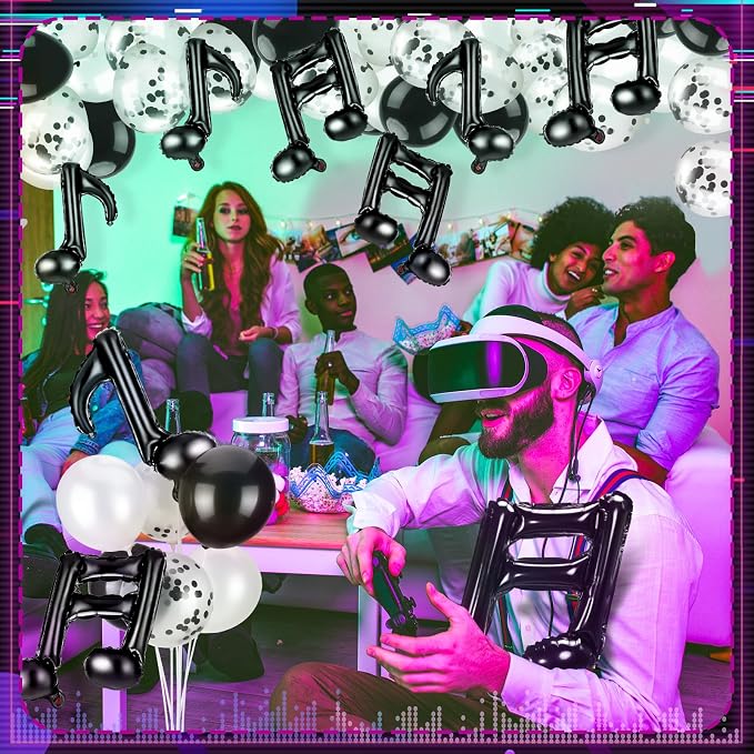 18" Music Notes Foil Balloons Stand Kit 4 Set, Music Latex Birthday Party - Image 6