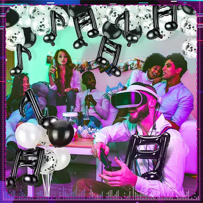 18" Music Notes Foil Balloons Stand Kit 4 Set, Music Latex Birthday Party - Image 6