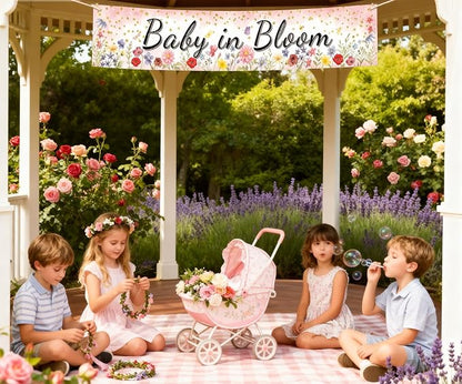 Baby in Bloom Baby Shower Banner, Spring Baby Shower Decorations, Large 70.8x13 - Image 7