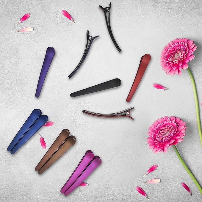 AHIER 12pcs Hair Styling Clips for Women - Plastic Duckbill Clips, Professional Sectioning Barrettes, Non-slip Grip for Hair Dressing and Salon Use