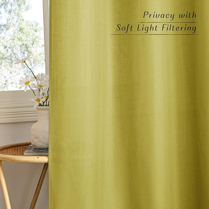 NICETOWN Bright Yellow Linen Curtains - Image 3
