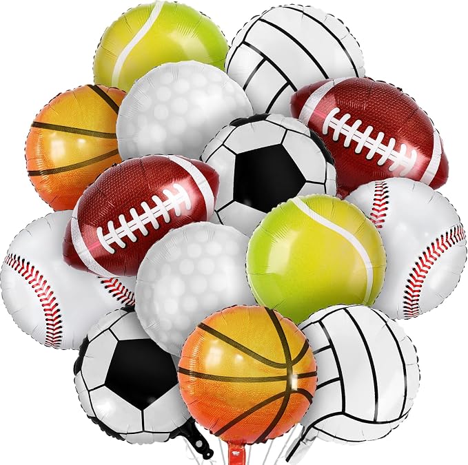 28 Pieces Sports Foil Balloon Set, Mylar Sports Balloons by Miucat