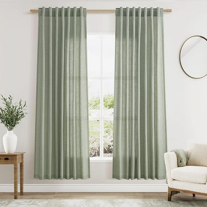 Desert Sage Linen Curtains 72 Inch Length by Nanspring