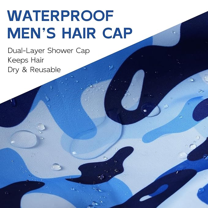 Years calm Shower Cap for Men, Waterproof & Heat-Retaining Hair Treatment Cap – Reusable Men’s Shower Cap with Foil Lining, Elastic Band, for Steam Care, Hair Mask & Oil Conditioning