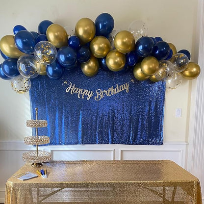 Navy Blue and Gold Balloons, 60 Packs 12 inch Navy Blue and Metallic Chrome - Image 8