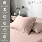 Bella Coterie | Luxury Bamboo Viscose King Size Pillowcase Set | 100% Organically Grown | Ultra Soft | Cooling | 2 Pcs [Dusty Rose]