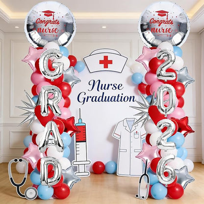 2 Set Adjustable Nurse Graduation Balloon Column Stand Kit Class of 2026 - Image 4