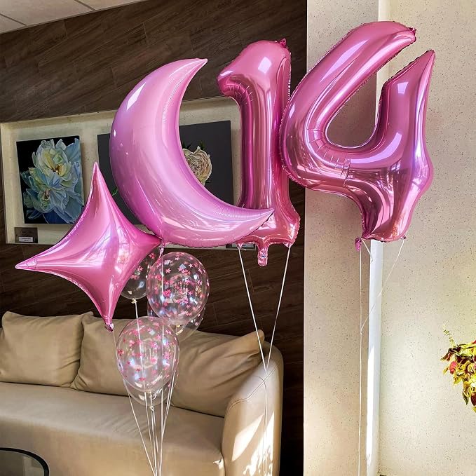 Pink Star Balloons, 26Inch and 10Inch Pink Quadrangle Helium Polyester Film - Image 3