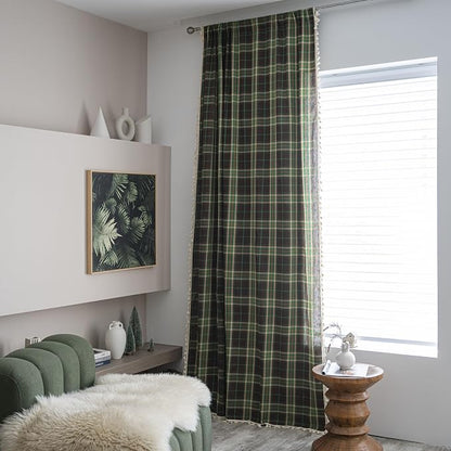 Sutuo Home Boho Curtains for Living Room Bedroom, Vintage Gingham Curtains - Image 2
