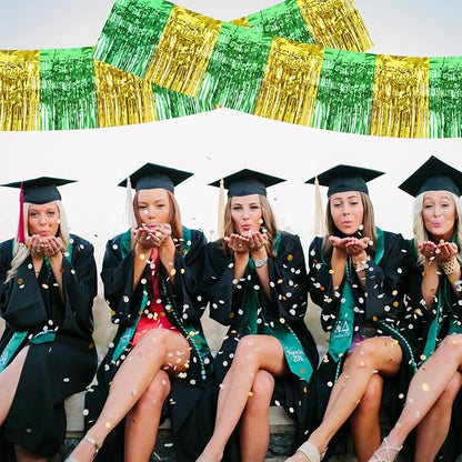 BEISHIDA Green Gold Fringe Garland Banner 30ft Wall Tinsel Foil Streamers | - Image 5