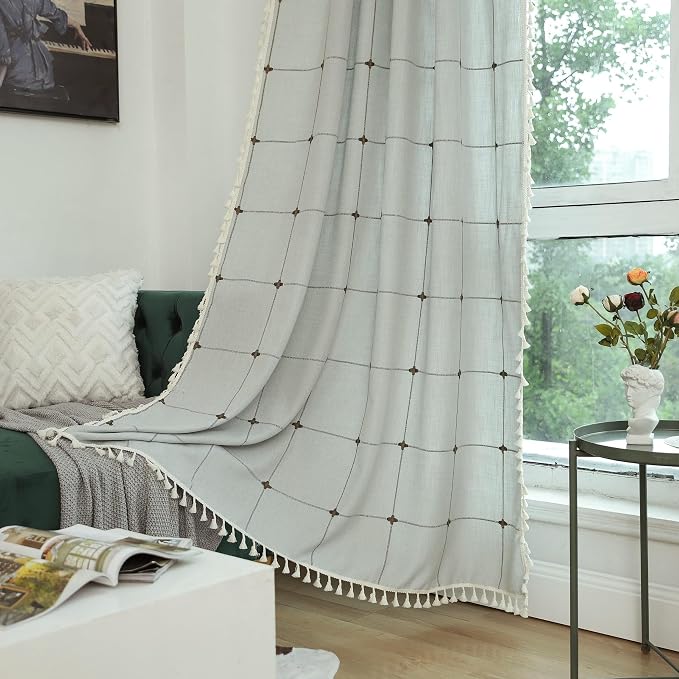 Sutuo Home Boho Curtain for Bedroom 84 Inch Length, Linen Light Filtering by SutuoHome