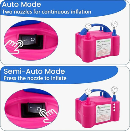 Electric Balloon Pump, Portable Electric Air Balloon Pump Dual Nozzle Air - Image 2