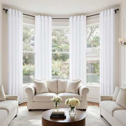 Pitalk White Linen Curtains 36 Inch Wide - Image 6