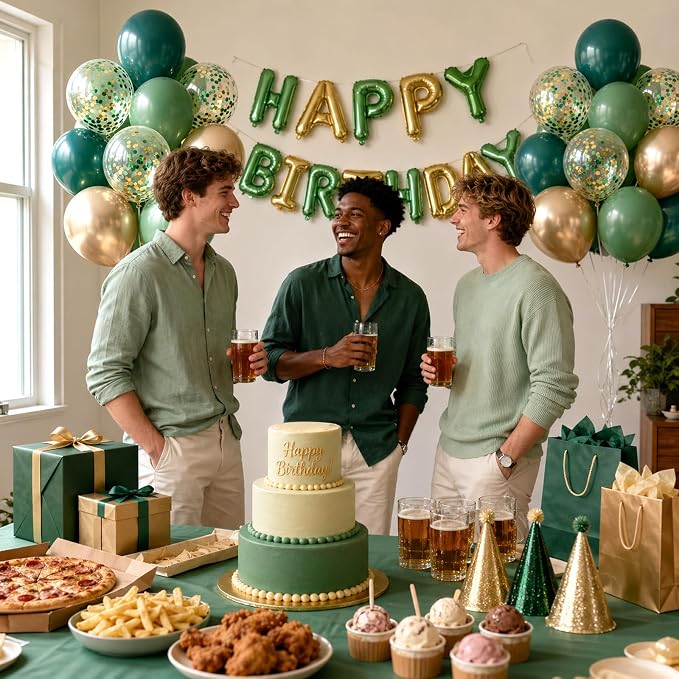 60pcs Green and Gold Balloons 12inch - Image 5