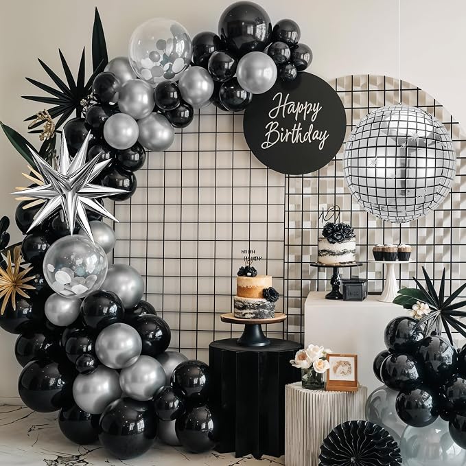 Black Silver Disco Ball Balloons Arch Kit, - Image 6