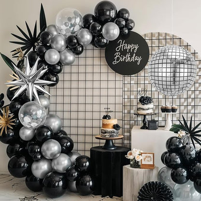 Black Silver Disco Ball Balloons Arch Kit, - Image 6