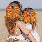 Large Glitter Cheer Bows Clips, Jumbo Big 7 Inch Cheerleading Sequin Hair Bow Hair Accessories for Teens Girls Football Sports Cheerleader Outfit Uniform (Bright Orange)